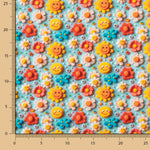 Popeline de Coton Fleur Bleu Acide - Ribes y Casals