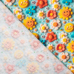 Popeline de Coton Fleur Bleu Acide - Ribes y Casals