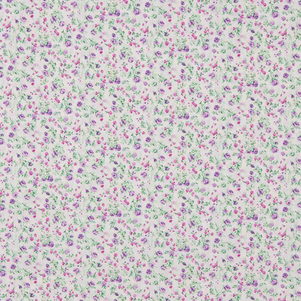 Lilac-Raw Cotton Poplin with Little Flowers - Ribes y Casals