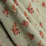 Coton Imprimé Roses Fond Vert - Ribes y Casals