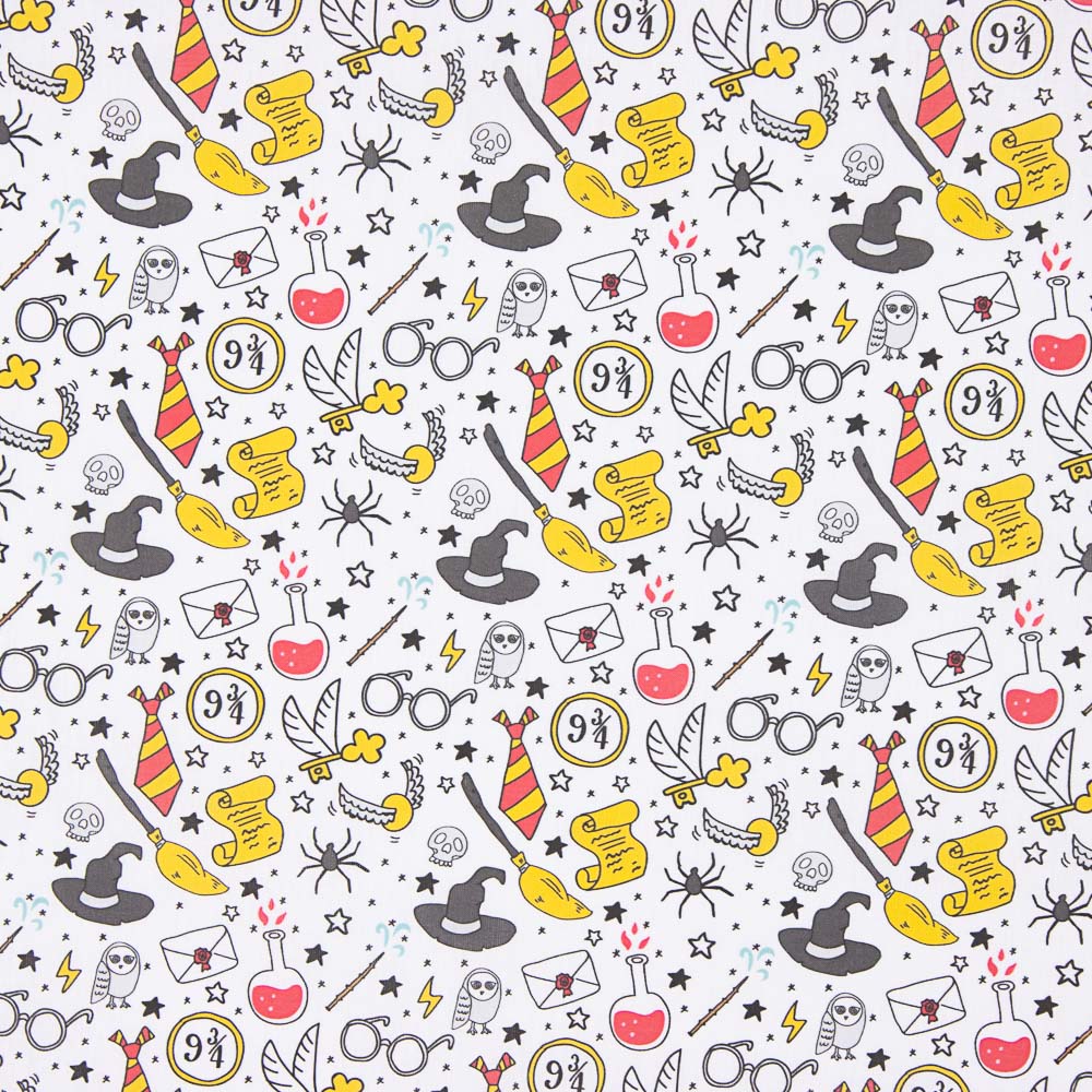 Popeline Coton Harry Potter Blanc - Ribes y Casals