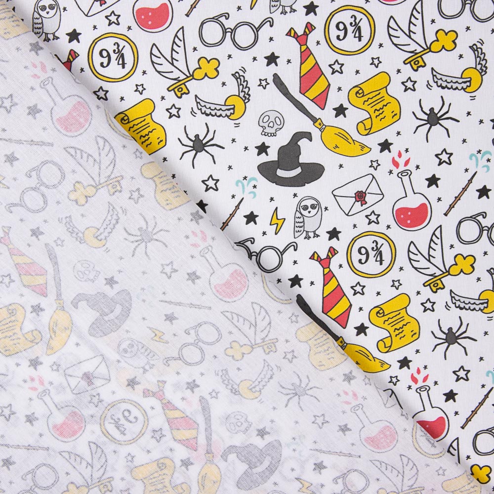 Popeline Coton Harry Potter Blanc - Ribes y Casals