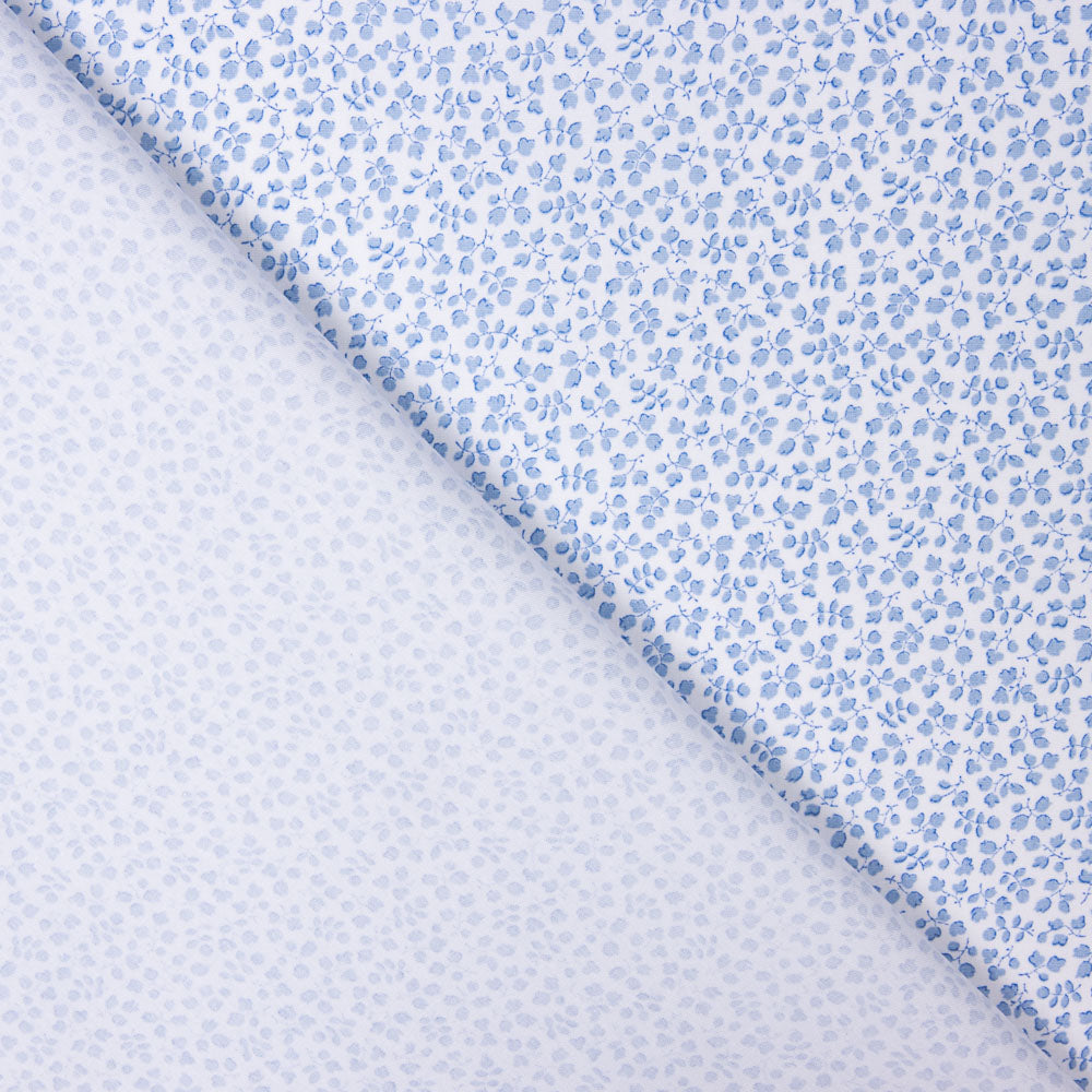 Popeline Coton Bio Fleur Mini Bleu - Ribes y Casals