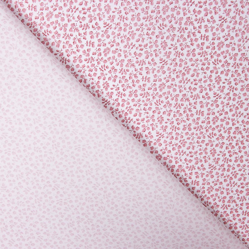 Popeline Coton Bio Fleur Mini Rose - Ribes y Casals