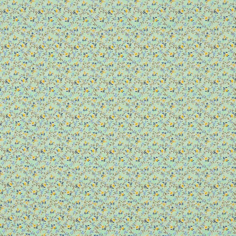 Soft Green Cotton Poplin with Little Flowers - Ribes y Casals