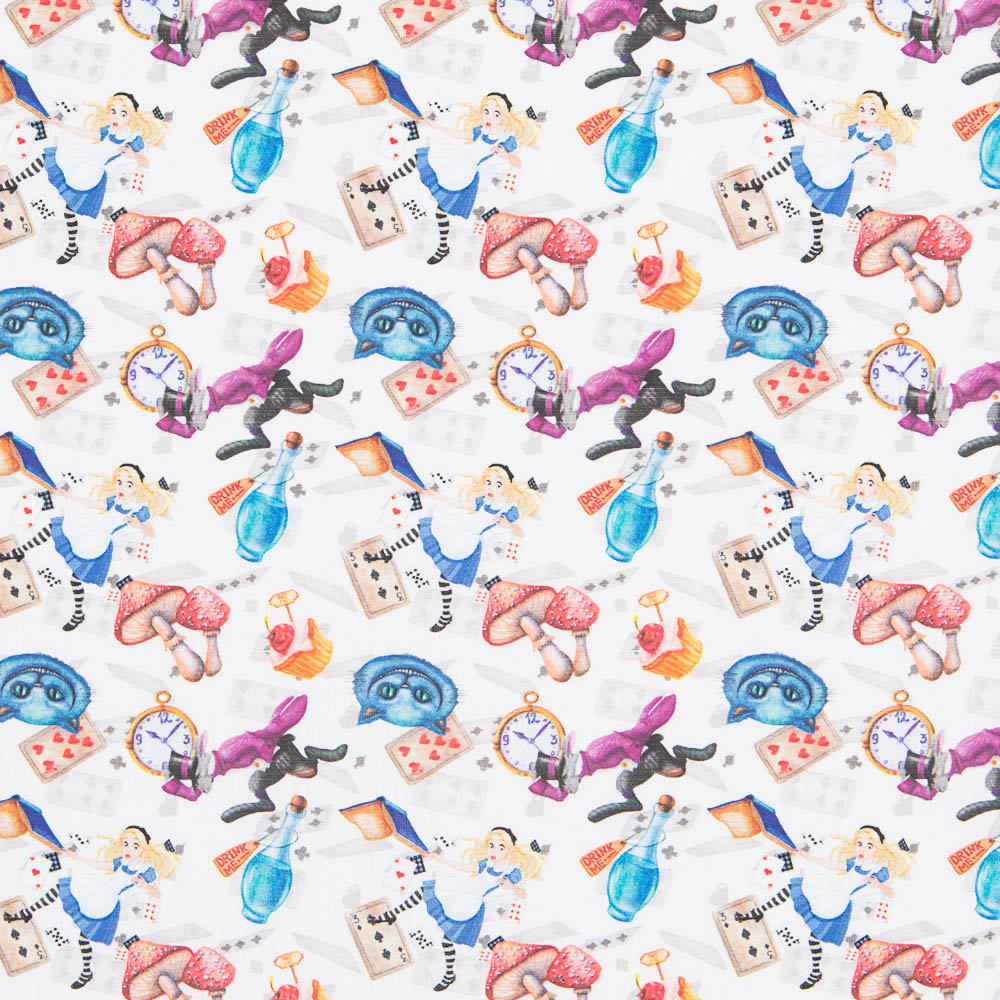 Popeline Coton Alice aux Pays des Merveilles - Ribes y Casals