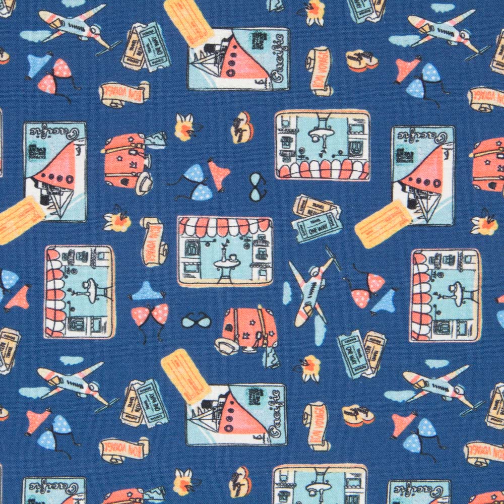 Popeline Coton Jouets Bleu - Ribes y Casals