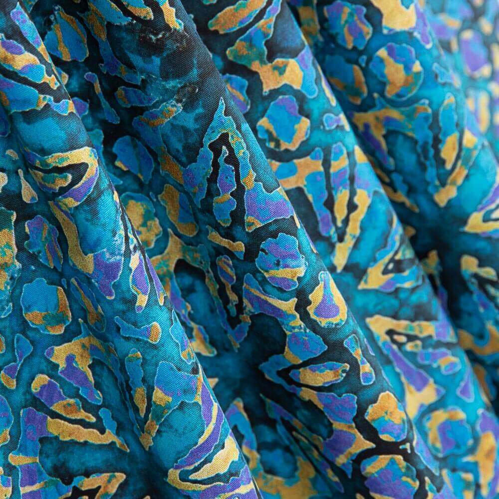 Patchwork Fleurs Batik Américain Turquoise - Ribes y Casals