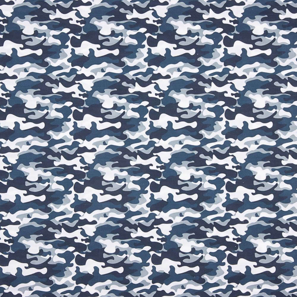 Popeline Camouflage Bleu Gris - Ribes y Casals