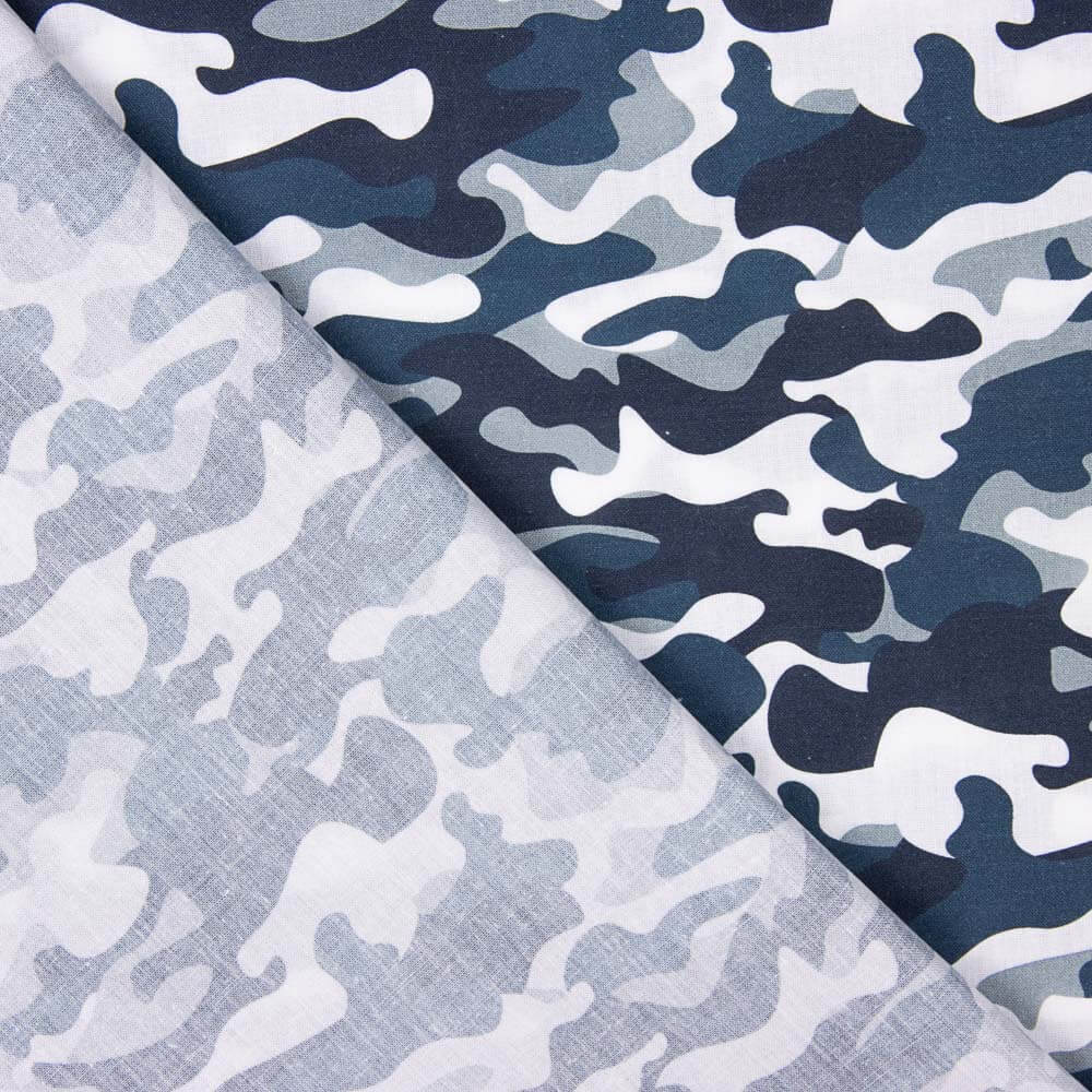Popeline Camouflage Bleu Gris - Ribes y Casals