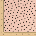 Popeline Polaire Spandex Pois Noir 7mm Rose - Ribes y Casals