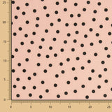 Popeline Polaire Spandex Pois Noir 7mm Rose - Ribes y Casals