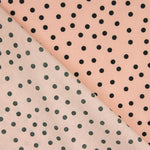 Popeline Polaire Spandex Pois Noir 7mm Rose - Ribes y Casals