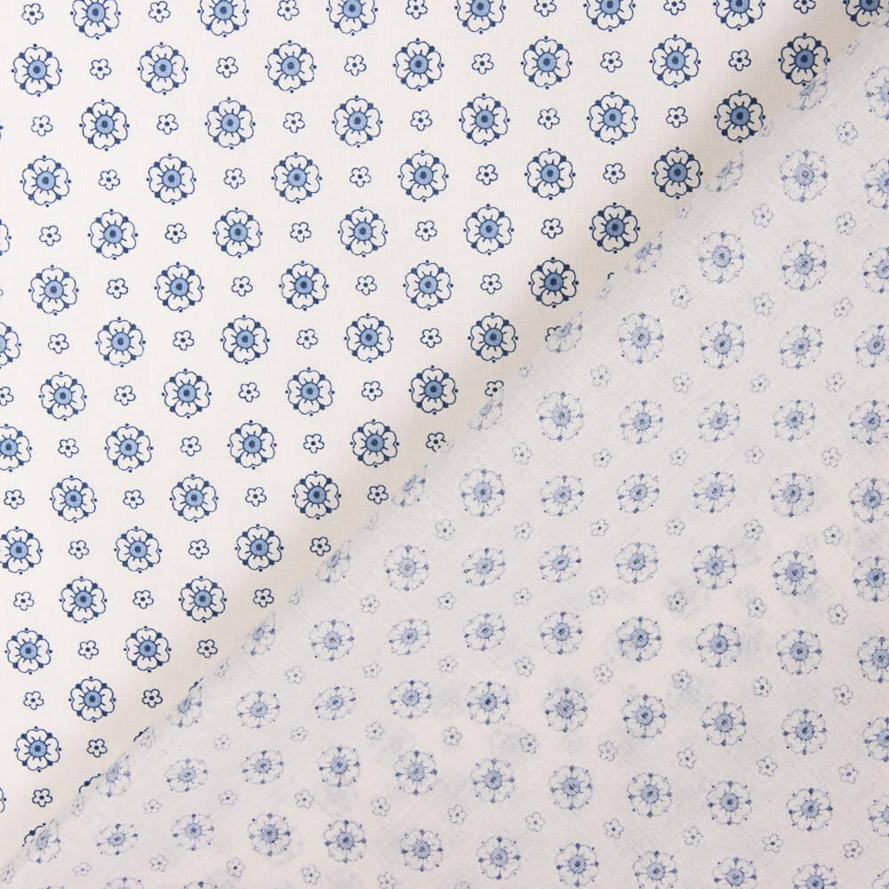 Popeline Fleur Bleu Bonbon - Ribes y Casals