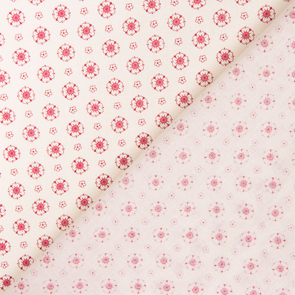 Popeline Fleur Rouge Bonbon - Ribes y Casals