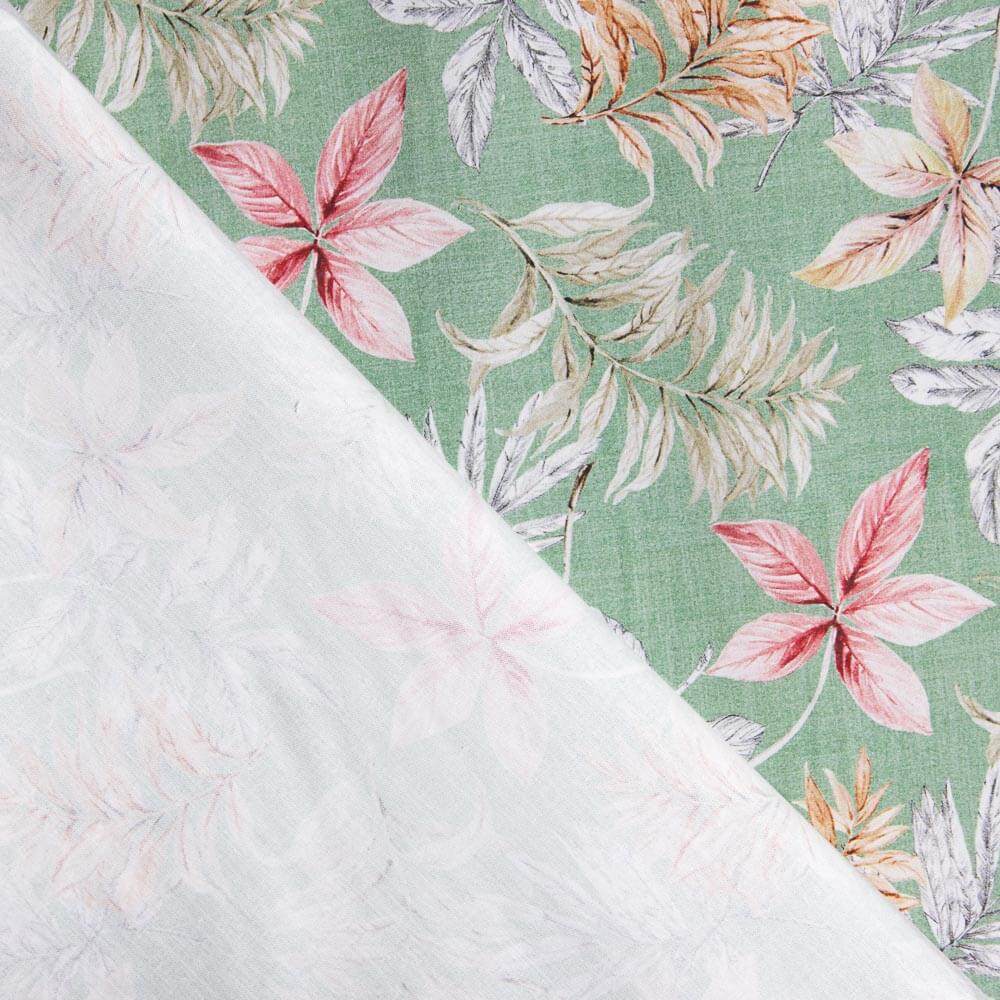 Popeline Coton Tropicale Vert Menthe - Ribes y Casals