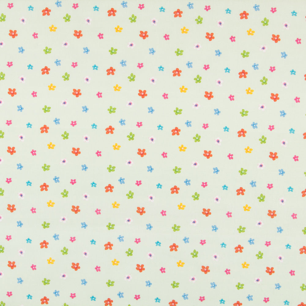 Coton Popeline Fleurs Vert Clair - Ribes y Casals