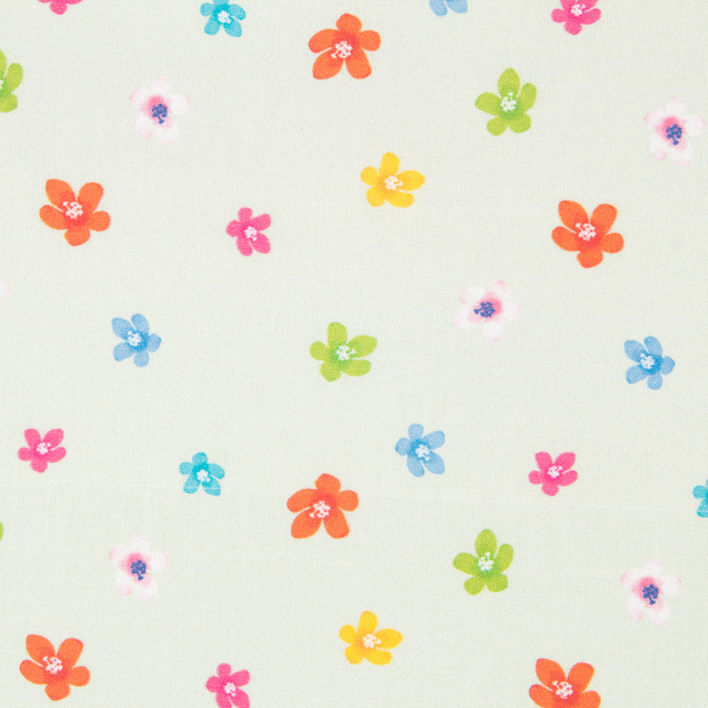 Coton Popeline Fleurs Vert Clair - Ribes y Casals