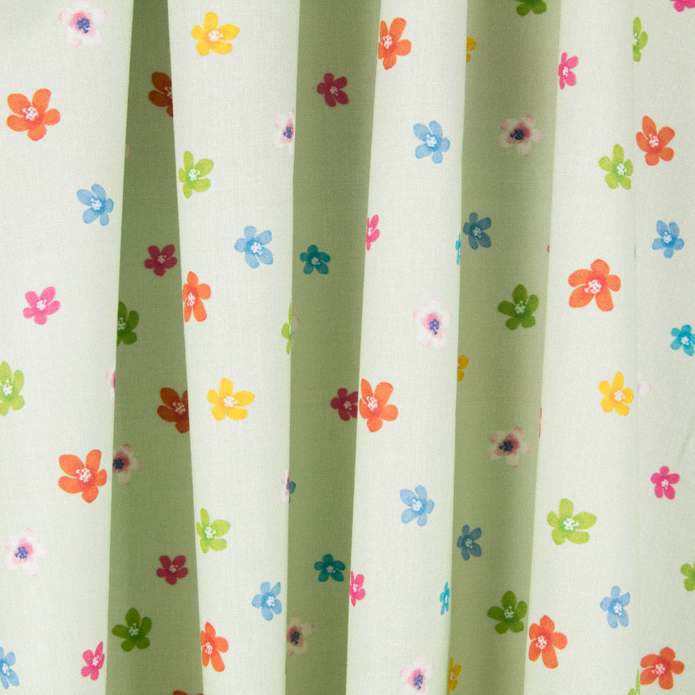 Coton Popeline Fleurs Vert Clair - Ribes y Casals