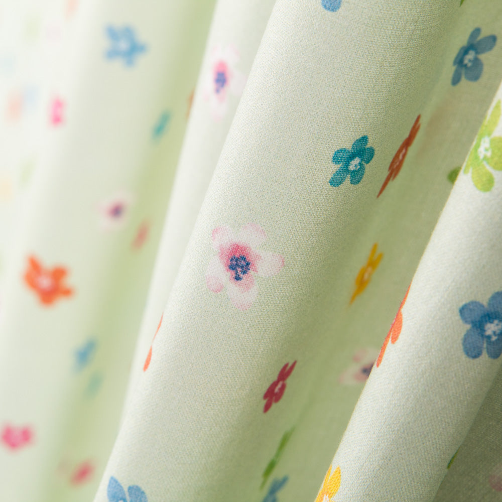 Coton Popeline Fleurs Vert Clair - Ribes y Casals