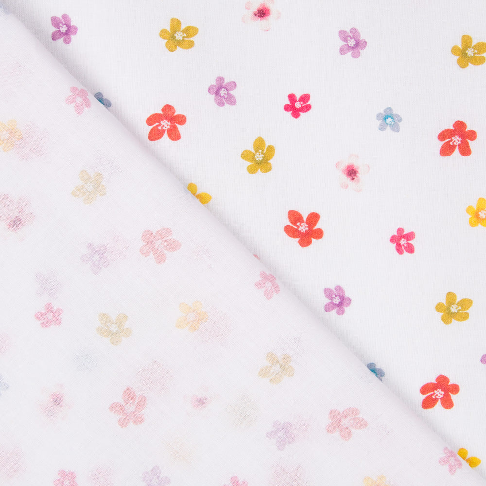Coton Popeline Fleurs Blanc - Ribes y Casals