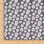 Coton Popeline Fleurs Gris Foncé - Ribes y Casals