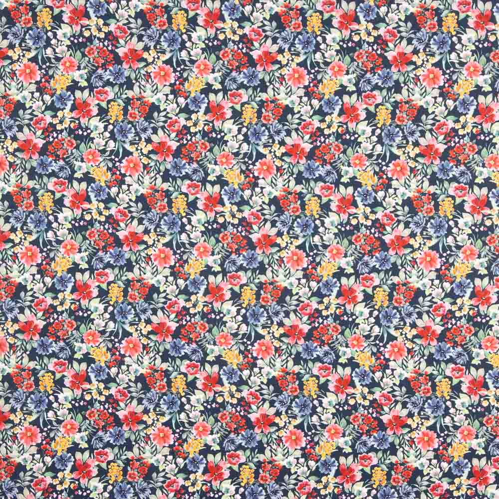 Popeline Fleurs Jardin Bleu - Ribes y Casals