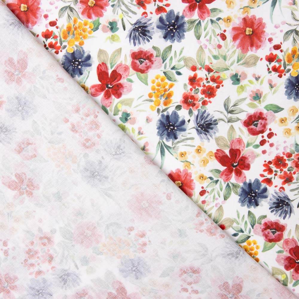 Popeline Fleurs Jardin Blanc - Ribes y Casals