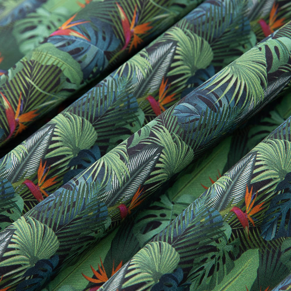 Popeline Coton Vert Jungle - Ribes y Casals