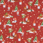 Gnomes de Noël Popeline de coton rouge - Ribes y Casals
