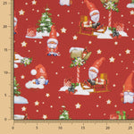 Gnomes de Noël Popeline de coton rouge - Ribes y Casals