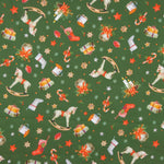 Popeline de Noël – Cheval à bascule sur fond vert - Ribes y Casals