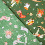 Popeline de Noël – Cheval à bascule sur fond vert - Ribes y Casals