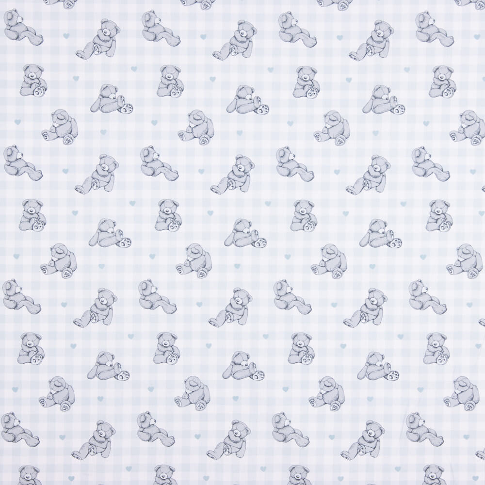 Popeline Coton Teddy Bear carré Bleu - Ribes y Casals