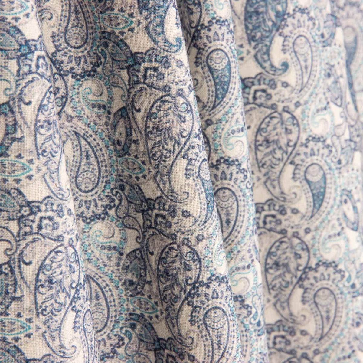 Popeline vintage bleu paisley - Ribes y Casals