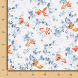 Popeline Coton Poisson Koi Blanc - Ribes y Casals