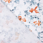 Popeline Coton Poisson Koi Blanc - Ribes y Casals
