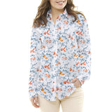 Popeline Coton Poisson Koi Blanc - Ribes y Casals