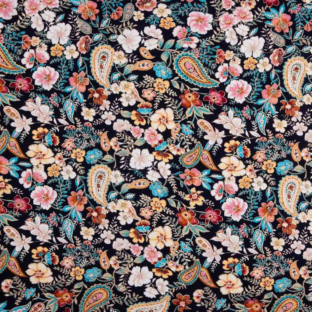 Popelín Viscosa Cachemire Negro - Ribes y Casals