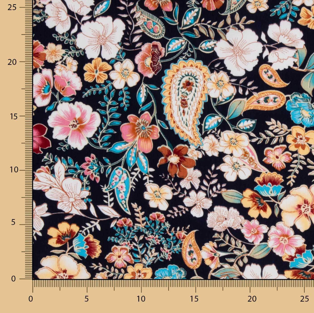 Popelín Viscosa Cachemire Negro - Ribes y Casals