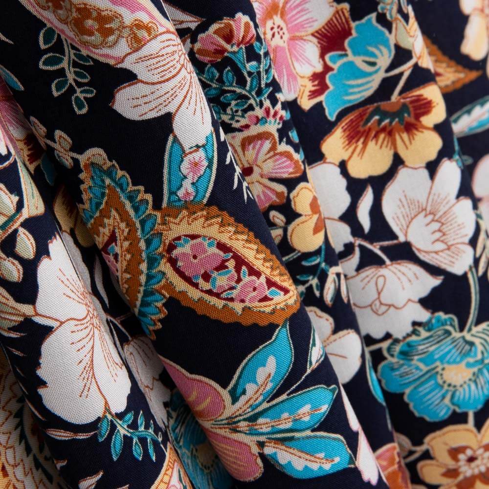 Popelín Viscosa Cachemire Negro - Ribes y Casals