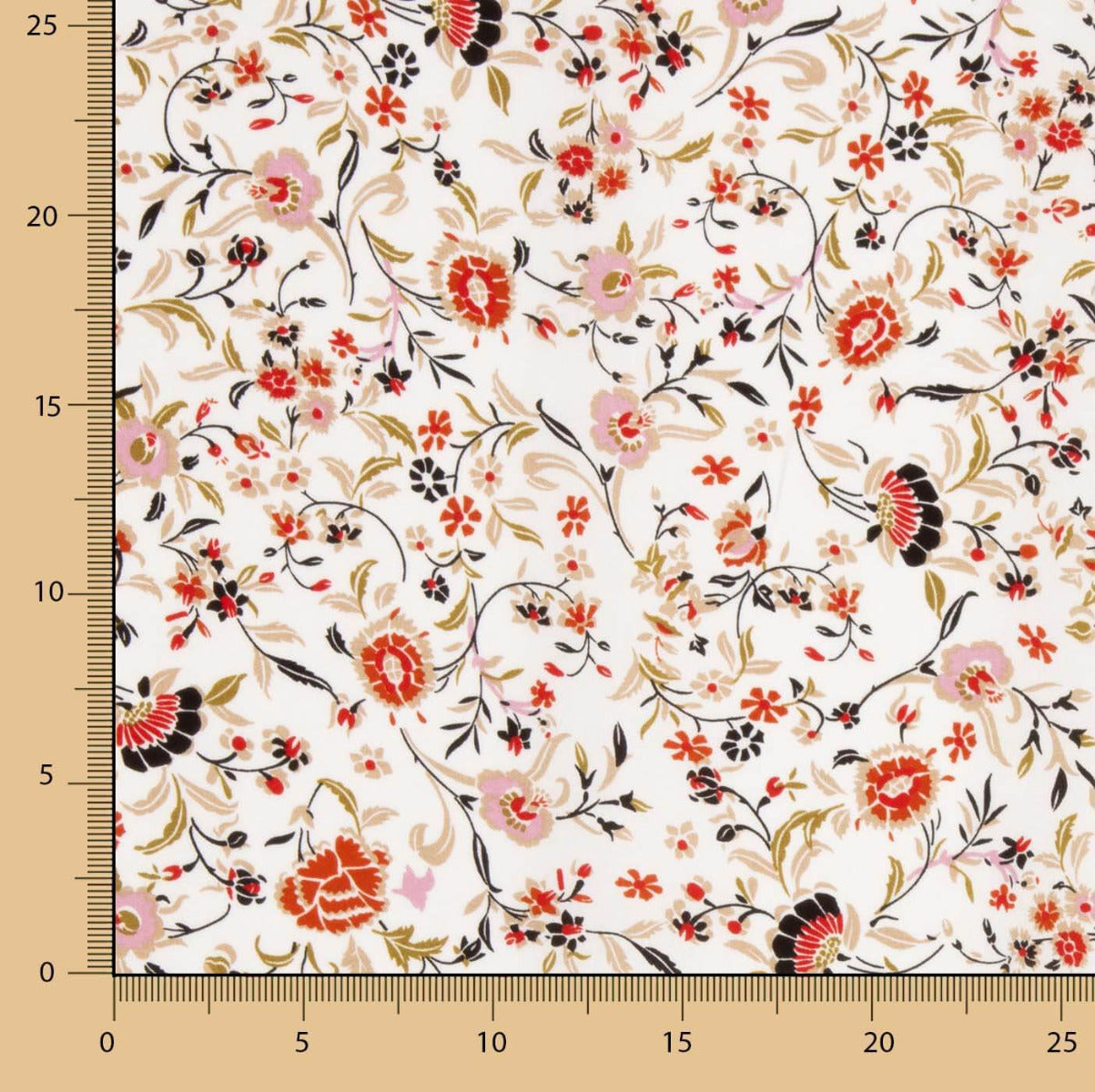 Popelín Viscosa Flor Blanco - Ribes y Casals