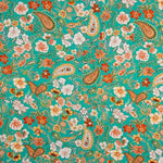 Popelín Viscosa Flor Verde - Ribes y Casals