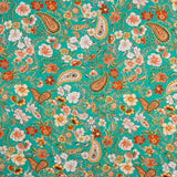 Popelín Viscosa Flor Verde - Ribes y Casals