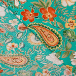 Popelín Viscosa Flor Verde - Ribes y Casals