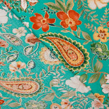 Popelín Viscosa Flor Verde - Ribes y Casals