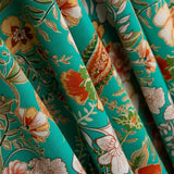 Popelín Viscosa Flor Verde - Ribes y Casals