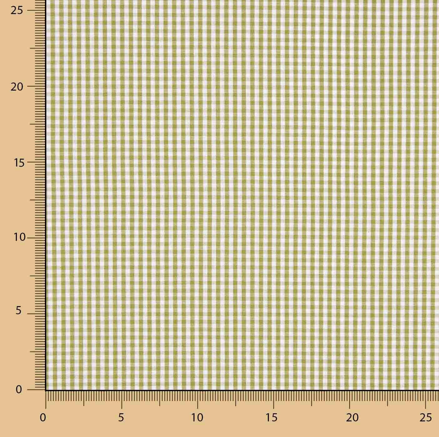 Popeline de coton à carreaux mini vert olive - Ribes y Casals