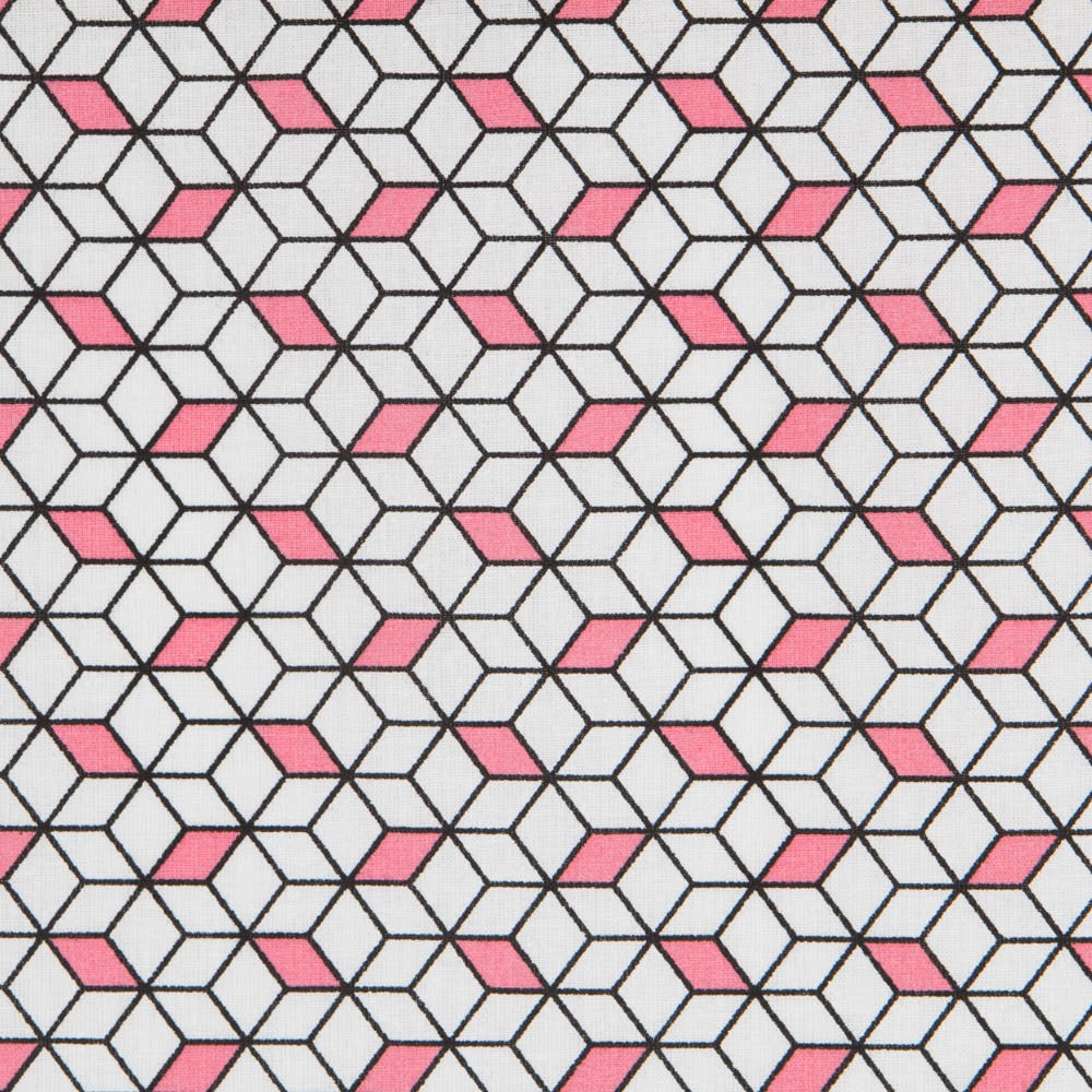 Popeline Coton Cubique Rose - Ribes y Casals
