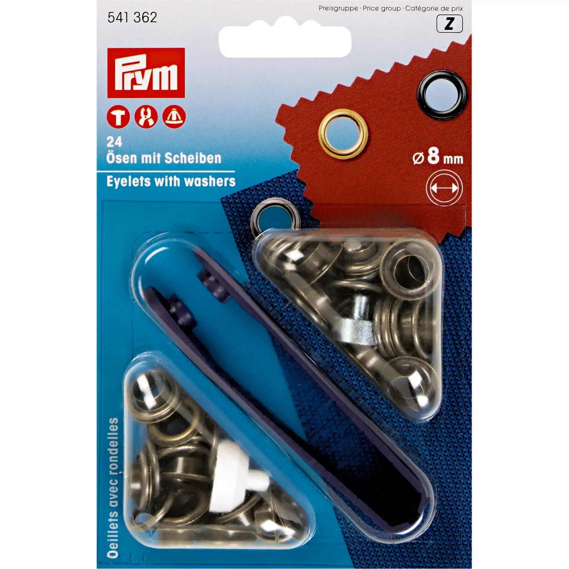 Œillets Prym avec rondelles 8 mm en laiton vieilli – 24 unités - Ribes y Casals